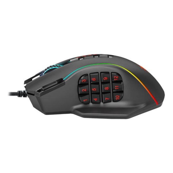 Redragon M901 Perdiction 12400DPI RGB MMO Ergo Gaming Mouse - Black - Image 5