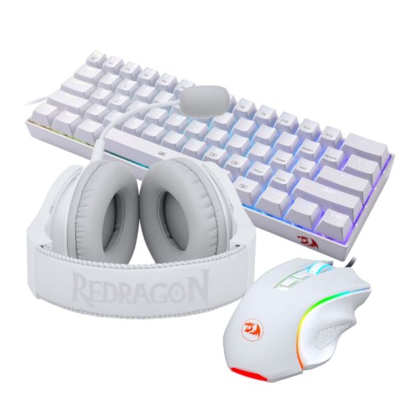 Redragon RD-S129W 3IN1 MS|HS|KB WIRED COMBO - WHITE - Image 2