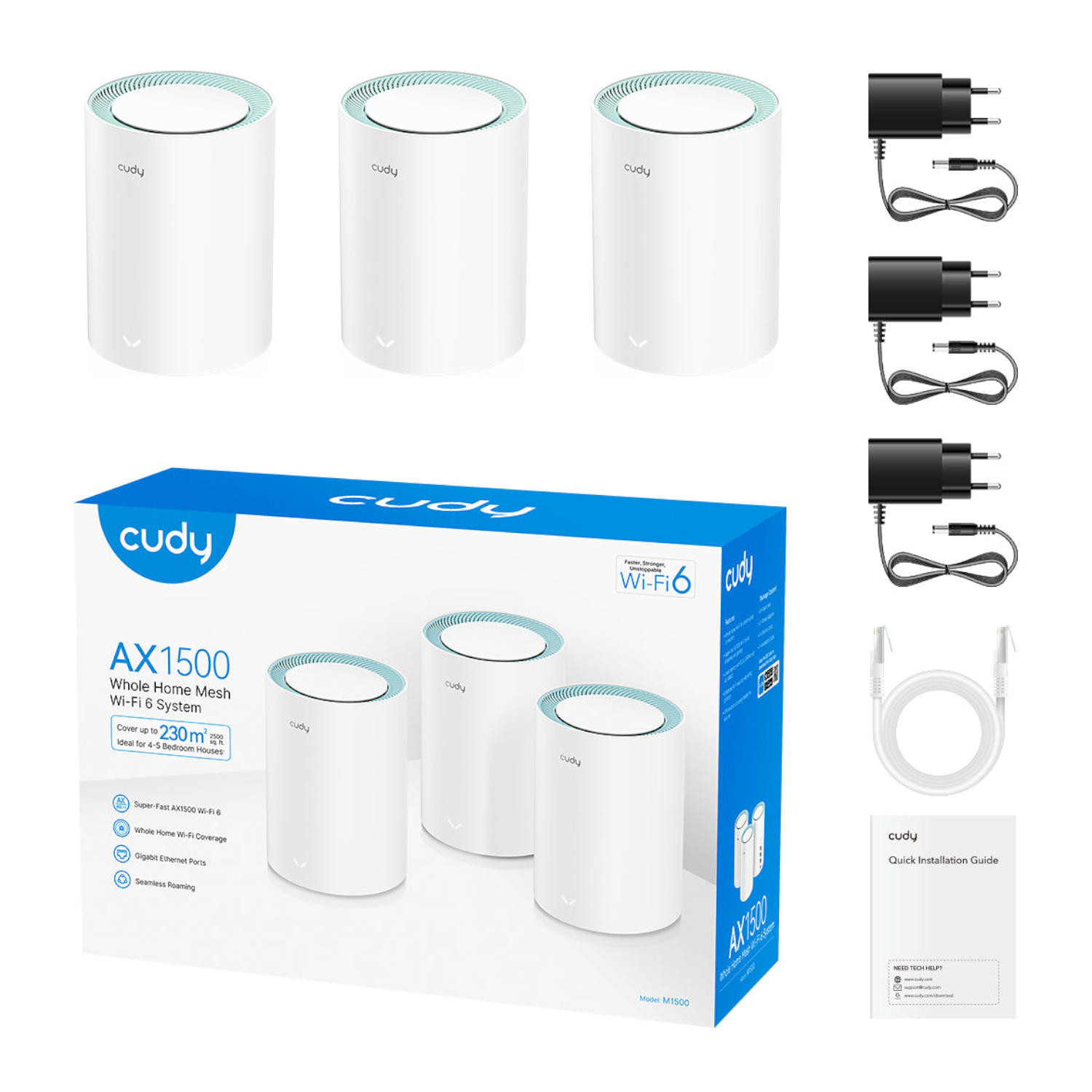 Cudy AX1500 Gigabit Mesh Wi-Fi 6 System - 3 Pack - Image 2